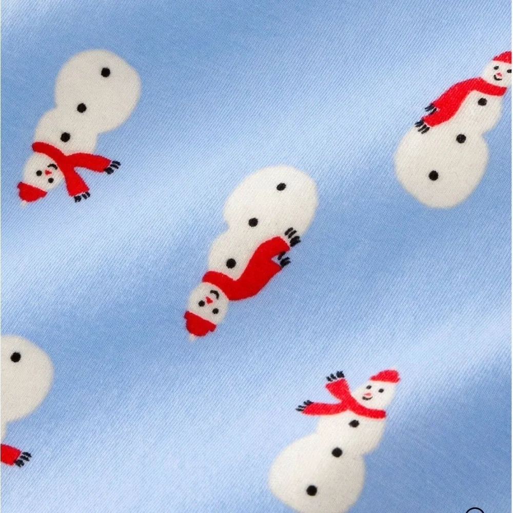 Hanna Andersson Light Blue Pajama Set with Snowman Print size 4 Soft NWT